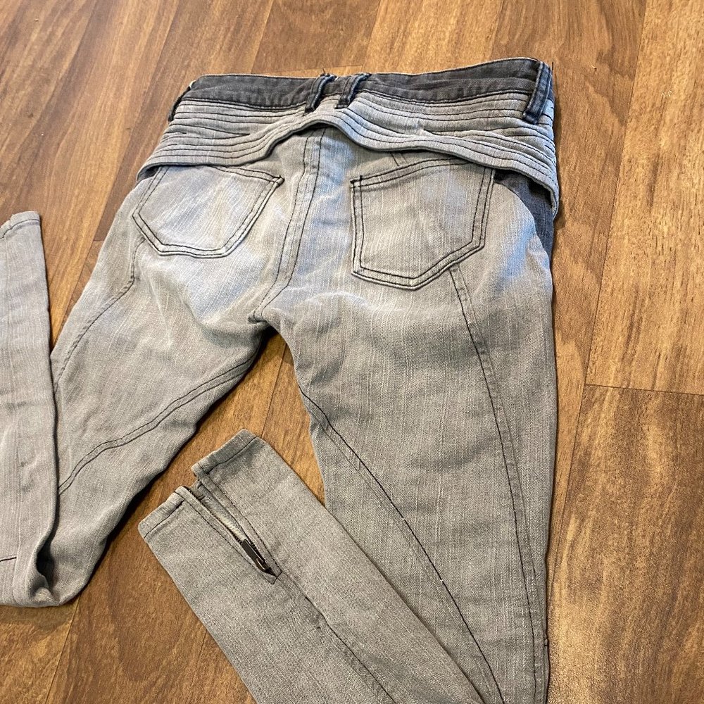 Bcbgmaxazria Jada Moto Women's SIZE 26/31 Skinny Jeans Ankle Zip Black Grey Wash - Picture 9 of 9